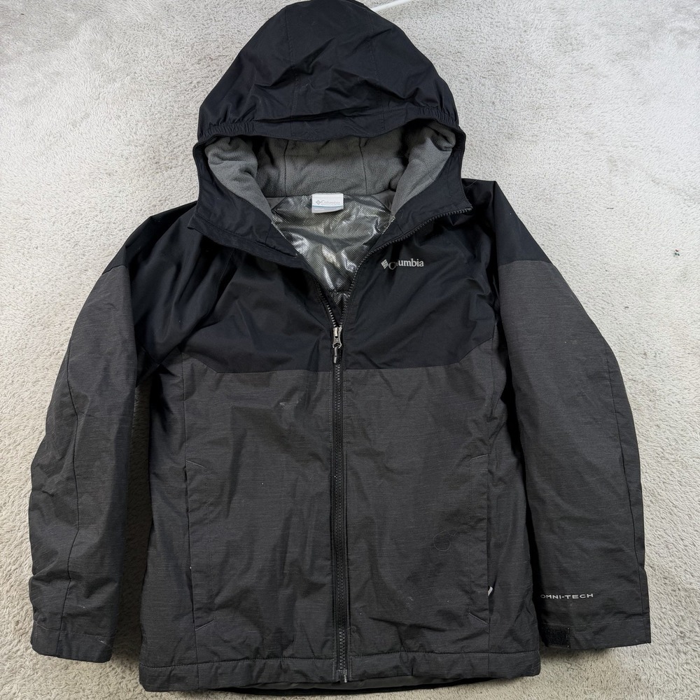 Columbia Jacket Youth Medium Black OutGrown Omni Tech Hooded Full Zip Pocket